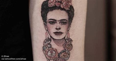 Frida Kahlo Portrait Tattoo On The Back Of The Right