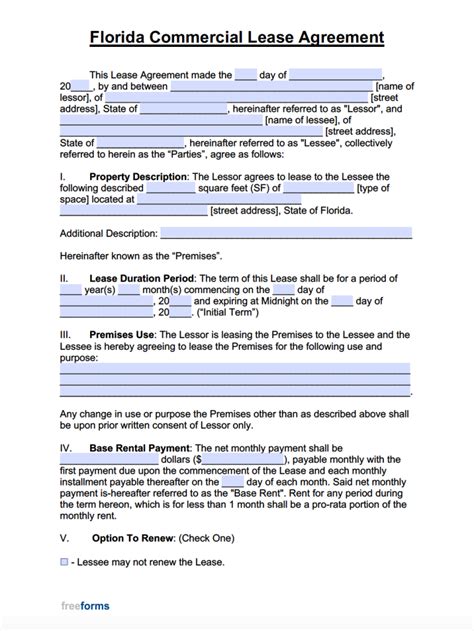 Florida Rental Agreement Template Free