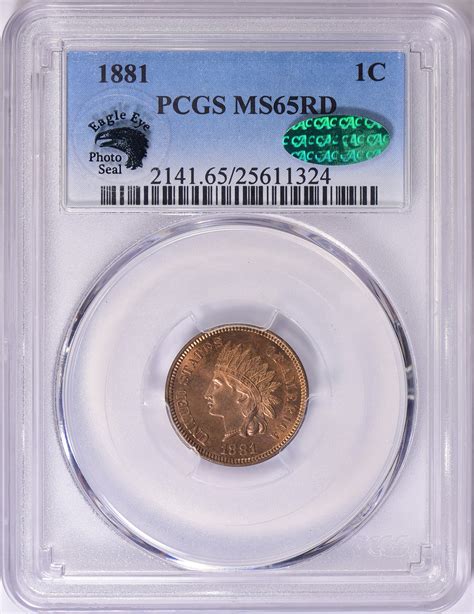 Indian Cent Pcgs Ms Rd Cac Green Eagle Eye Seal Item