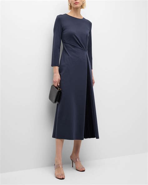 Weekend Max Mara Gessy Pleated 34 Sleeve A Line Midi Dress Neiman Marcus