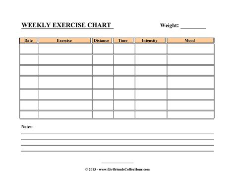 Printable Exercise Chart