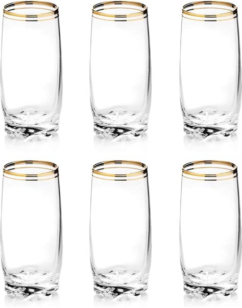 Pdtxcls Spprandom Zanzer 6 Piece Gold Glass Cup Set Highball Glass Set Of 6 Mx