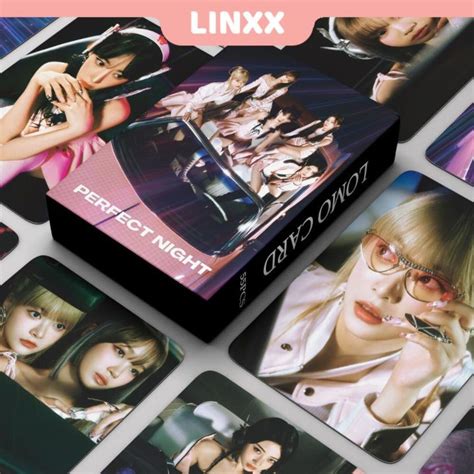 Linxx ชุดสมุดภาพโปสการ์ดซีรีส์55ชิ้น Le Sserafim อัลบั้มกลางคืนสุดเพอร์เฟกต์การ์ด Lomo Kpop