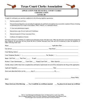 Fillable Online Level III Certification Application Form Pdf Texas