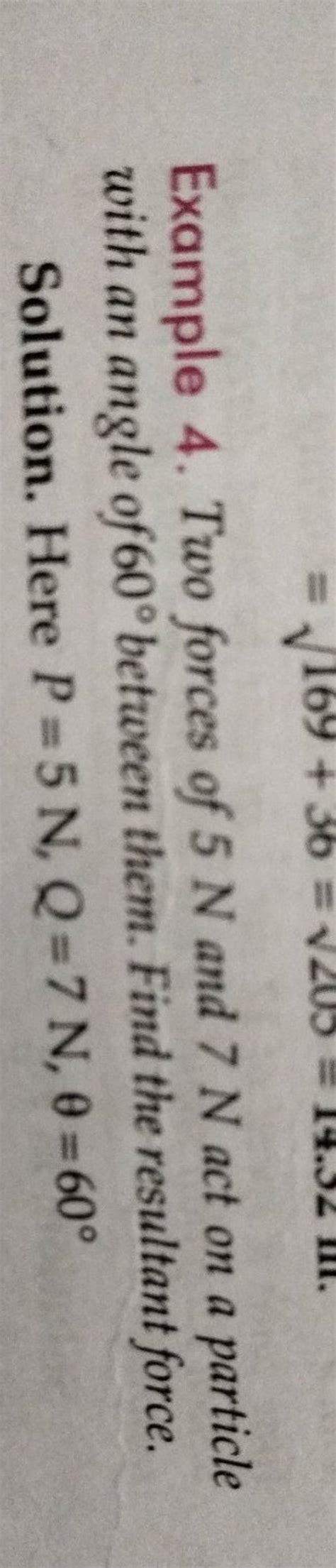 Example Two Forces Of N And N Act On A Particle With An Angle Of