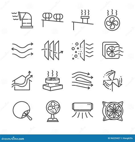 Airflow Line Icon Set Included The Icons As Airflow Turbine Fan Air