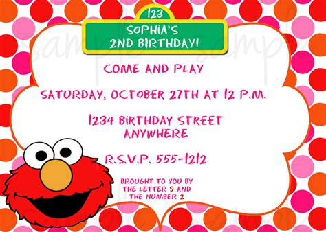 Personalized Elmo Birthday Invitations