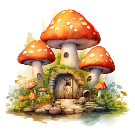 Mushroom House Watercolor Mushroom House Watercolor House Mushroom