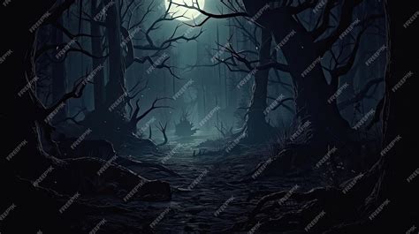 Premium AI Image | Dark and scary forest at the night