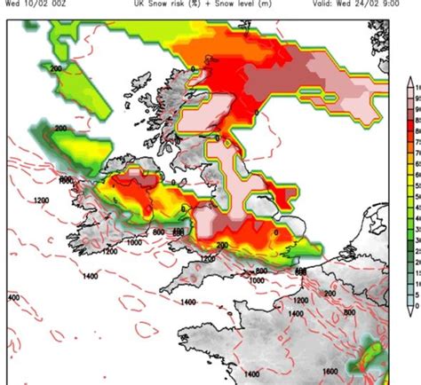 Uk Snow Forecast Charts Turn Red As Britain To Be Battered With Seven Days Of Snow Maps