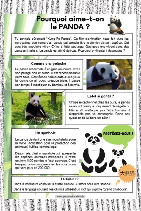 Lecture Documentaire Sur Les Pandas CE1 CE2 CM1 Documentaire