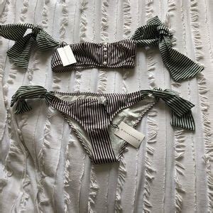 Solid Striped Swim Nwt Solid Striped Mackenzie Bikini In Navy Green