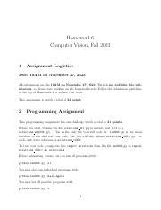 Homework Pdf Homework Computer Vision Fall Assignment