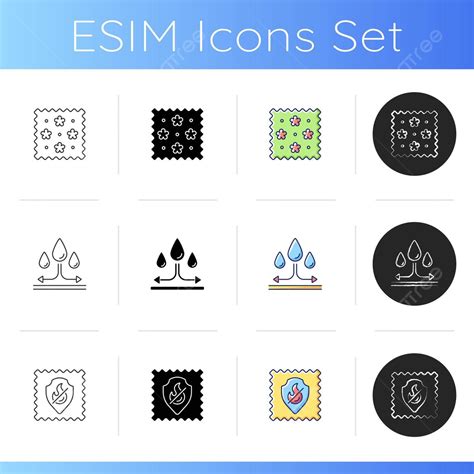 Different Types Of Fabric Feature Icons Set Art Pattern Line Vector