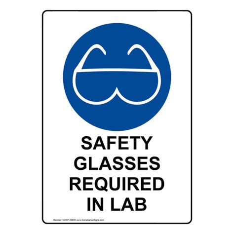 Vertical Sign Ppe Eye Safety Glasses Required In Lab