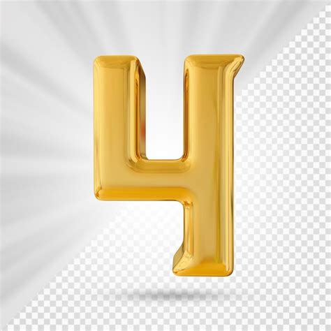 Premium Psd Number 4 Gold 3d