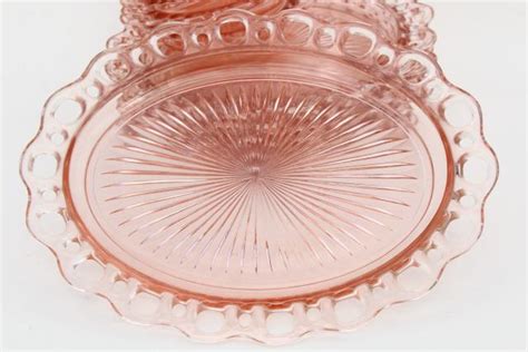 Vintage Pink Depression Glass Plates And Bowls Anchor Hocking Old Colony Open Lace Edge