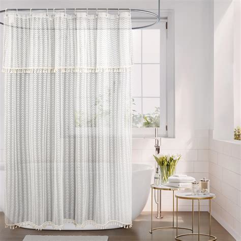 Barossa Design Ivory Lace Shower Curtain Sheer Lightweight Farmhouse French Shower