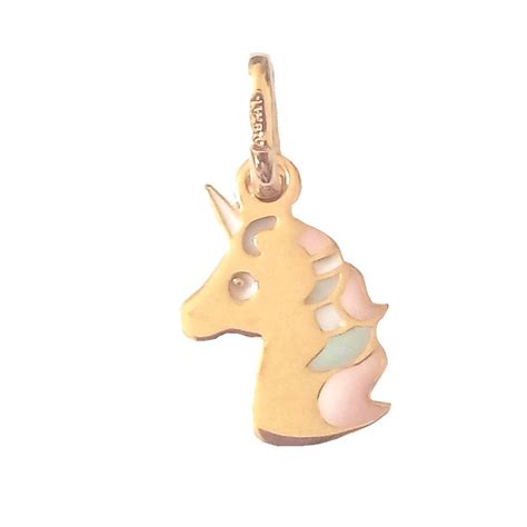 Pendentif enfant fille licorne en argent plaqué or chaîne