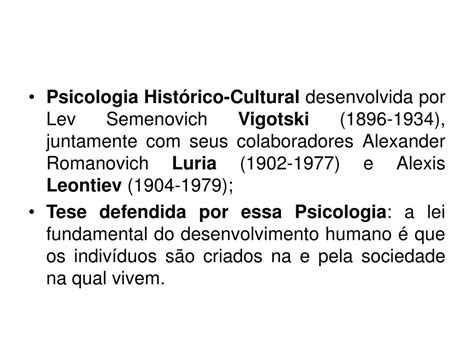 Ppt Psicologia Histórico Cultural Vigotski Luria E Leontiev