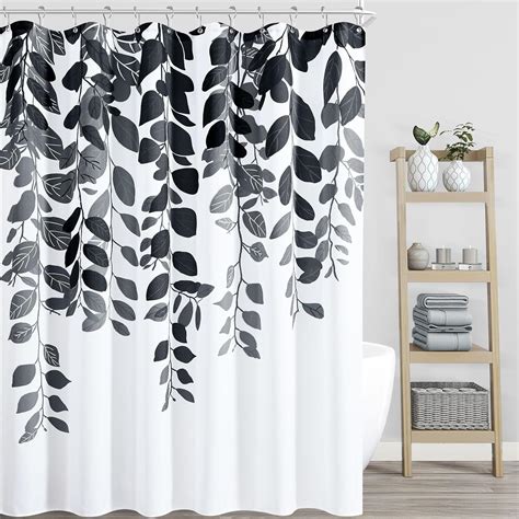 Boodii Black Floral Shower Curtain For Bathroom Black And White