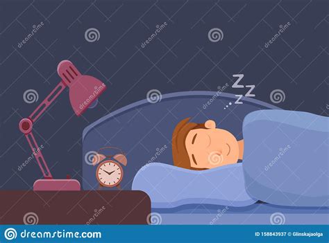 Sleepless Man Face Cartoon Character Suffers From Insomnia Stock