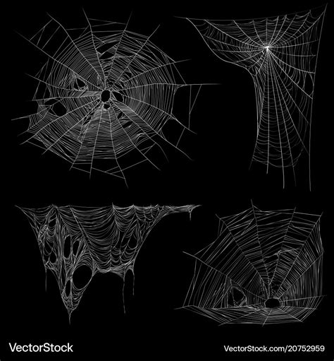 Realistic Spider Web Cobweb Set Royalty Free Vector Image