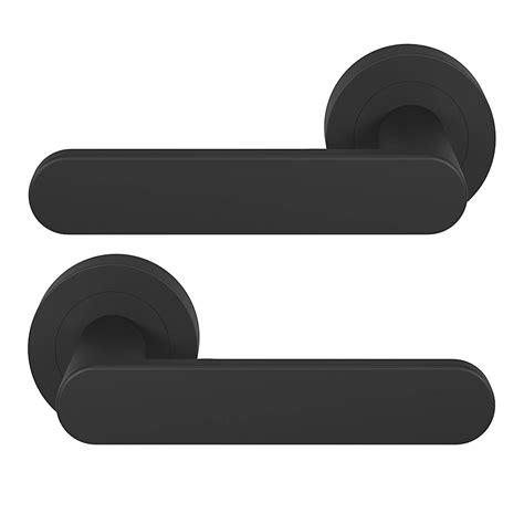 Goodhome Minzh Jet Black Round Latch Door Handle L120mm Pair