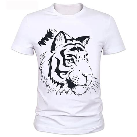 Black Tiger Character Printed T Shirts Summer Creative Mens Design