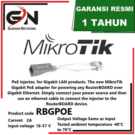 Jual Mikrotik RBGPOE Gigabit Poe Injector Jakarta Pusat Gudang