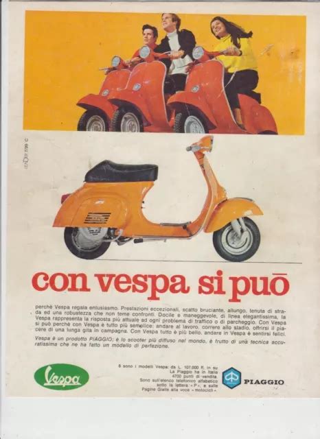 ADVERTISING PUBBLICITÀ MOTO PIAGGIO VESPA 50 1968 CON VESPA SI PUO