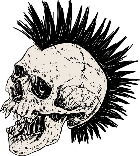 Punk Skull With Mohawk Hair Vector Art At Vecteezy