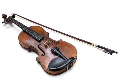 Premium Photo | Old Wooden Violin and Bow Isolated on White Background