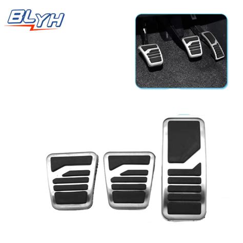 One Set Stainless Steel Car Gas Brake Pedal Cover No Drilling Rubber