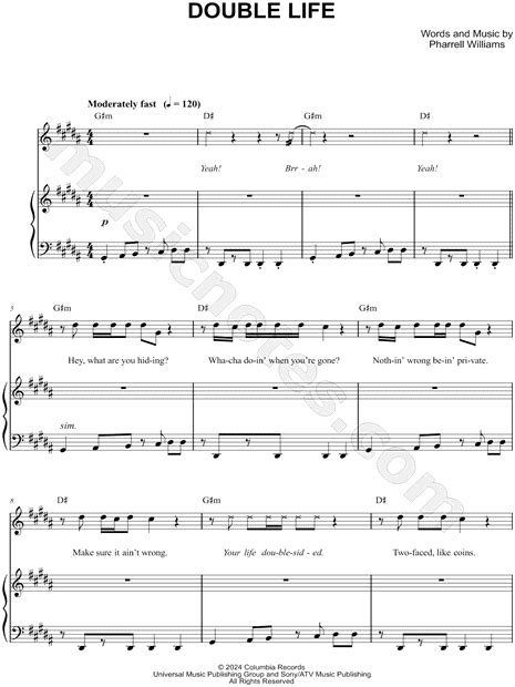 Pharrell Williams Double Life Sheet Music In G Minor Download