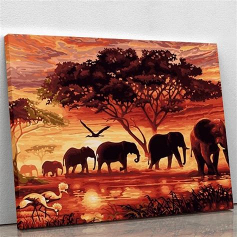 Savannah Elephants Paint By Numbers Art Stop