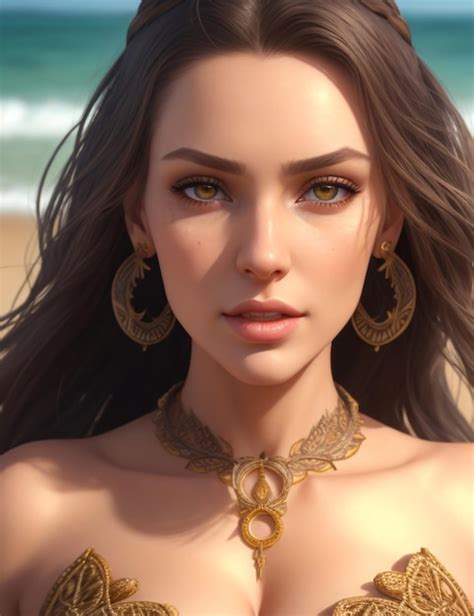 Premium Ai Image An Exotic Beautiful Caucasian Woman Wearing Trendy Clothing At A Beach