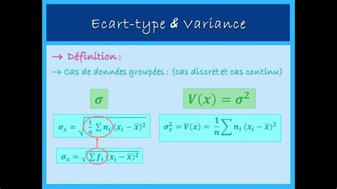 Statistique descriptive Écart type Variance et Coefficient de