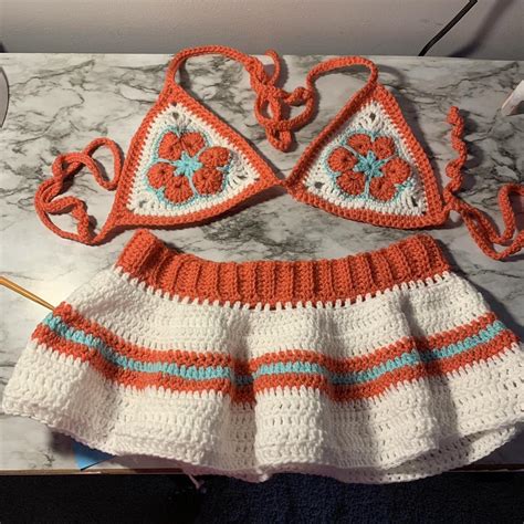 Bikini And Mini Skirt Set Its Handmade By Me Depop