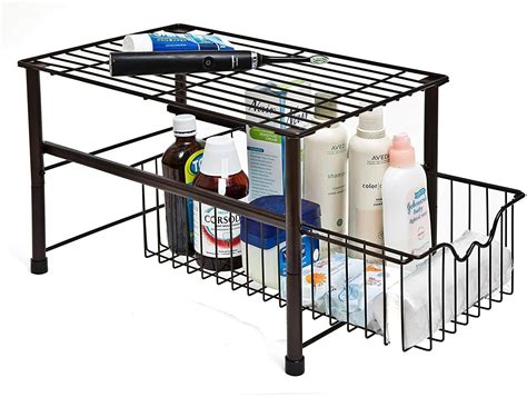 Amtido Stackable Under Sink Cabinet Organiser With Sliding Basket