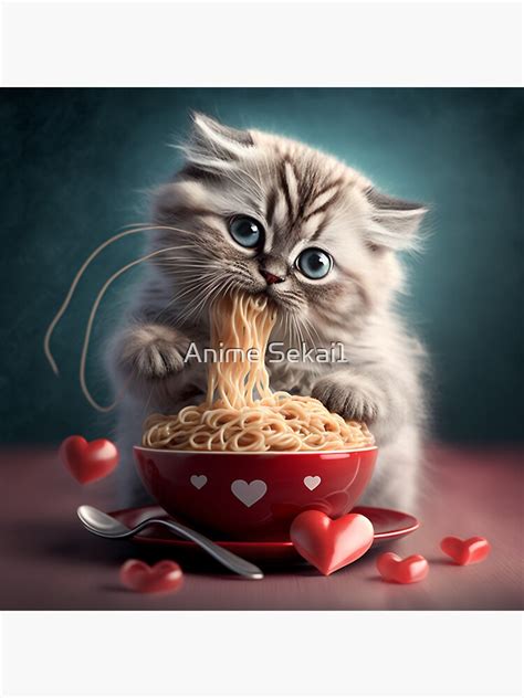 "Cat Eating Spaghetti,Cute and lovely Cat Eating Spaghetti Rainbow" Sticker for Sale by ...