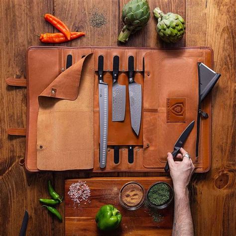 California Brown Full Grain Leather Vagabond Knife Roll Dalstrong