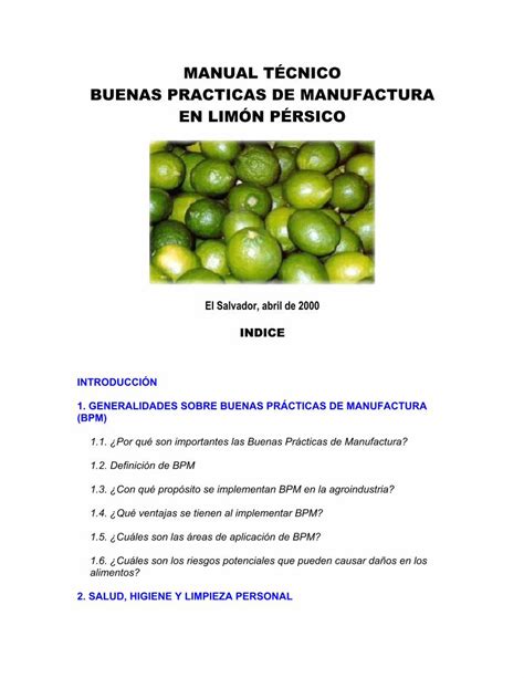 Pdf Manual T Cnico Buenas Practicas De Manufactura Dokumen Tips