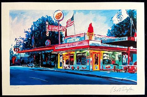 Bid Now Bob Dylan Burger Joint Route 66 Limited Edition Lithograph