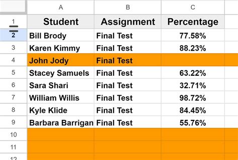 Highlight Row Based On Cell Values In Google Sheets