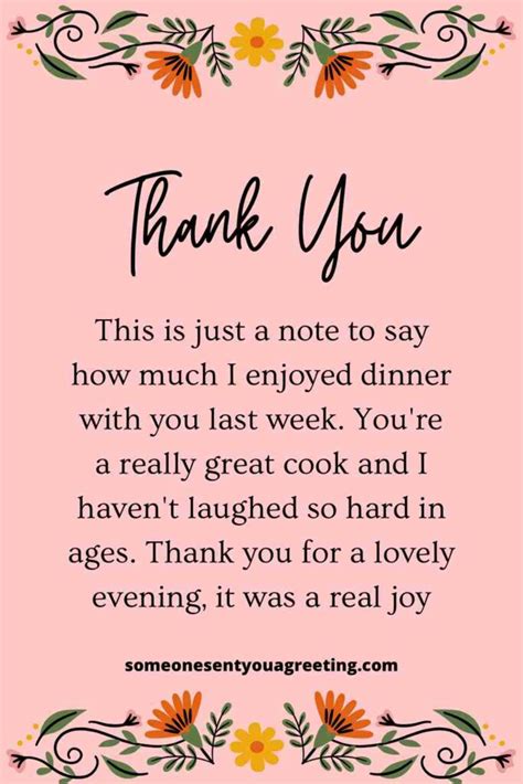 Ways To Say Thank You For Dinner Someone Sent You A Greeting