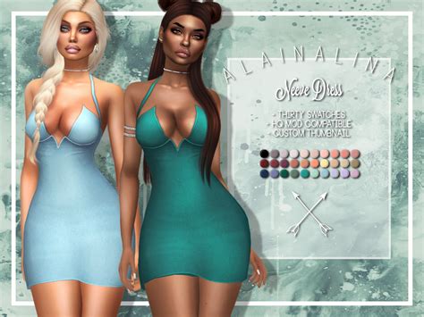 AlainaLina Neeve Dress Sims 4 Custom Content Bodycon Mini Dress Hq