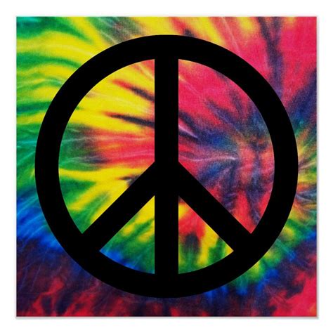 Retro Style Peace Symbol On Tie Dyed Background Happy Hippie Hippie Love Hippie Peace Peace