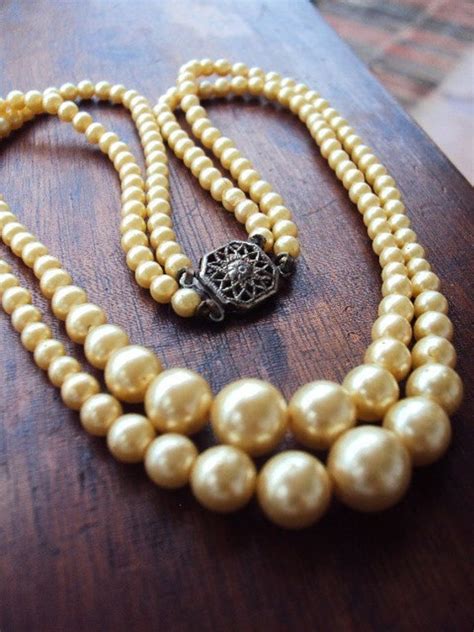 Antique Pearl Necklace Double Strand By Primitivepincushion