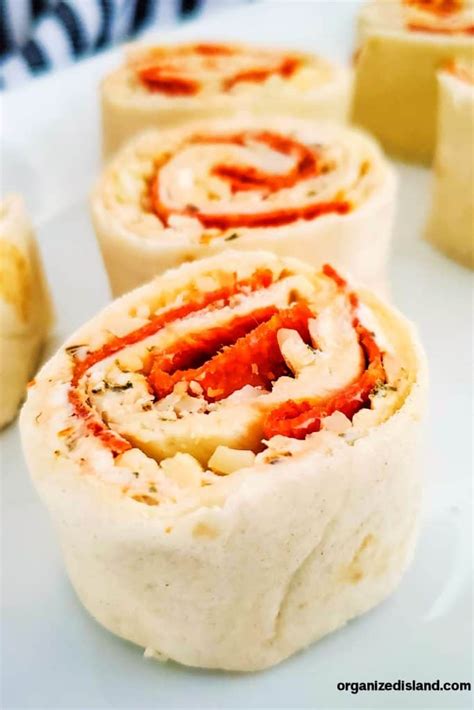 Easy Pepperoni Pizza Tortilla Pinwheels Organized Island